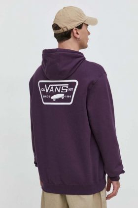 Vans hanorac de bumbac barbati, culoarea violet, cu glugă, neted