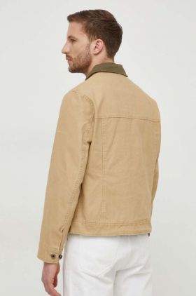 Pepe Jeans geaca jeans barbati, culoarea bej, de tranzitie