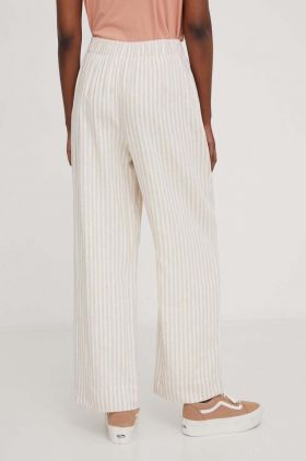 Abercrombie & Fitch pantaloni din in culoarea bej, drept, high waist