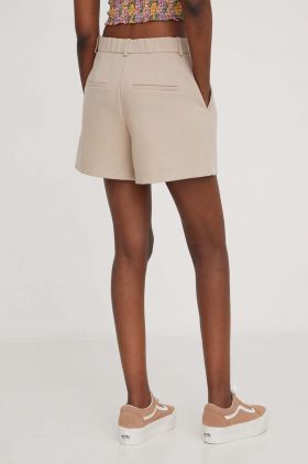 Abercrombie & Fitch pantaloni scurti femei, culoarea bej, neted, high waist