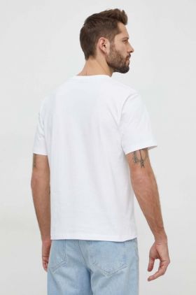 Save The Duck tricou din bumbac barbati, culoarea alb, cu imprimeu