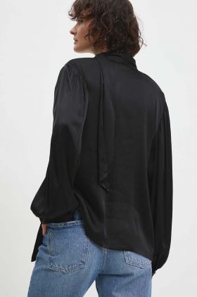 Answear Lab bluza cu mătase culoarea negru, neted