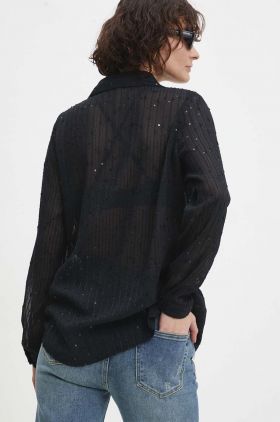 Answear Lab camasa femei, culoarea negru, cu guler clasic, regular