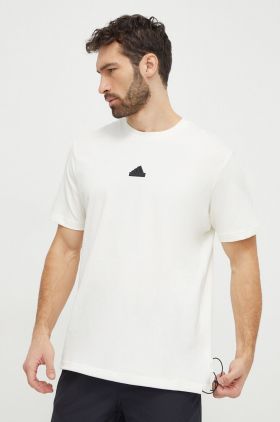 adidas tricou din bumbac bărbați, culoarea bej, cu imprimeu  IR5175