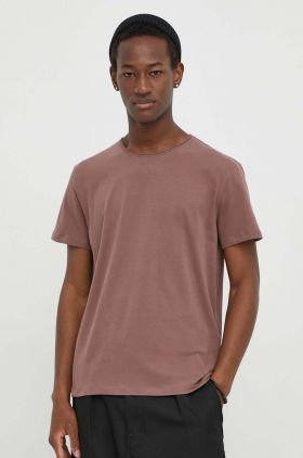 AllSaints tricou din bumbac BODEGA barbati, culoarea portocaliu, neted