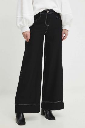 Answear Lab pantaloni femei, culoarea negru, lat, high waist