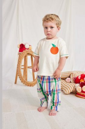 Bobo Choses tricou din bumbac pentru bebelusi culoarea bej, cu imprimeu