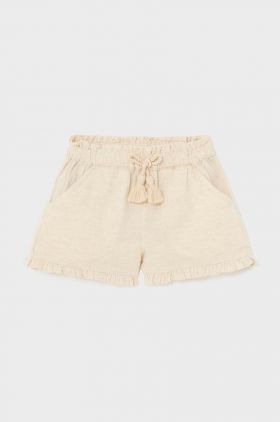 Mayoral pantaloni scurti bebe culoarea bej, neted