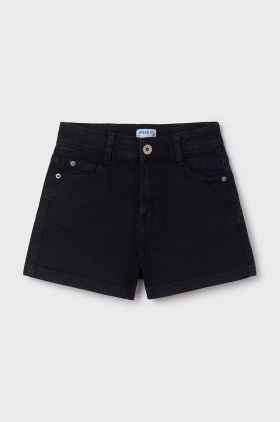 Mayoral pantaloni scurti din denim pentru copii culoarea negru, neted