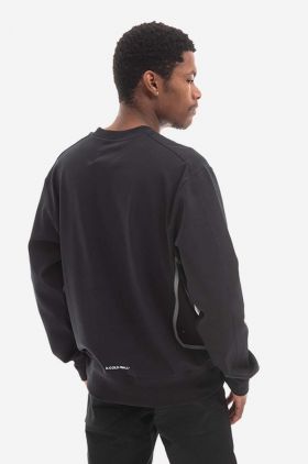 A-COLD-WALL* hanorac de bumbac Polygon Technical Crewneck bărbați, culoarea negru, cu imprimeu ACWMW079.-BLACK