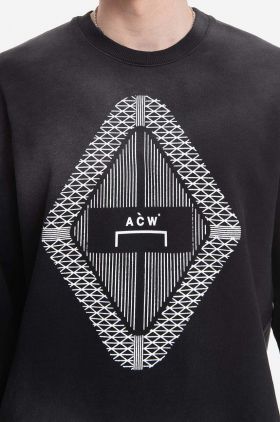 A-COLD-WALL* hanorac de bumbac Gradient Crewneck bărbați, culoarea negru, cu imprimeu ACWMW125-BLACK