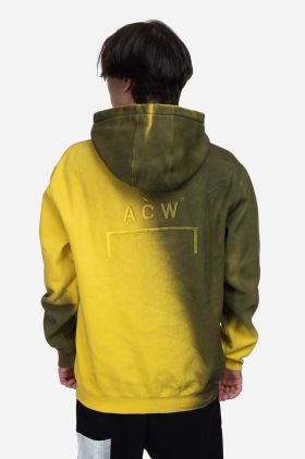 A-COLD-WALL* hanorac de bumbac Gradient Hoodie bărbați, culoarea galben, cu glugă, cu model ACWMW100-YELLOW