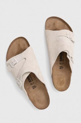 Birkenstock papuci din piele Zürich bărbați, culoarea bej, 1025028