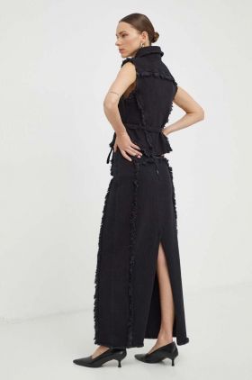 Gestuz fustă din denim culoarea negru, maxi, drept 10908698