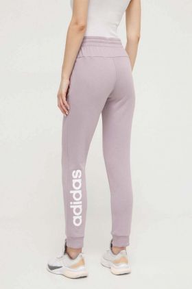 adidas pantaloni de trening din bumbac culoarea roz, cu imprimeu IS2105