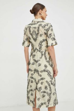 Day Birger et Mikkelsen rochie culoarea bej, midi, drept