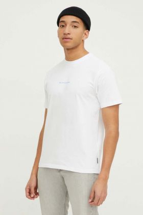 Quiksilver tricou din bumbac barbati, culoarea alb, cu imprimeu