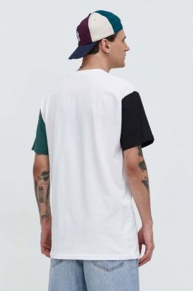 Vans tricou din bumbac barbati, culoarea alb, modelator