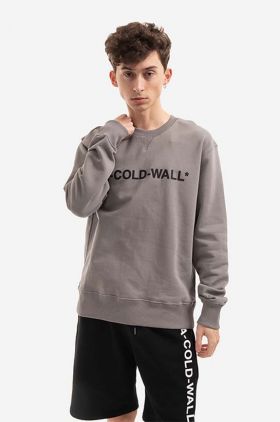 A-COLD-WALL* hanorac de bumbac Essential Logo Crewneck bărbați, culoarea gri, cu imprimeu ACWMW056.-SLATEGREY