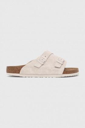 Birkenstock papuci din piele Zürich bărbați, culoarea bej, 1025028