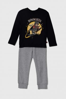 Lego pijama copii x Harry Potter culoarea negru, cu imprimeu