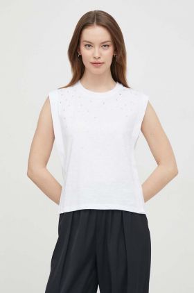 Pepe Jeans top din bumbac culoarea alb