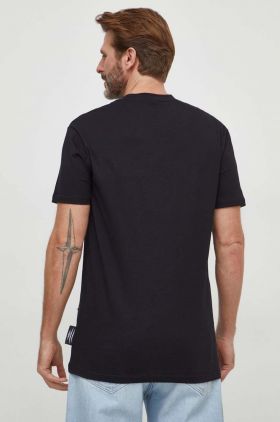 PLEIN SPORT tricou din bumbac barbati, culoarea negru, cu imprimeu