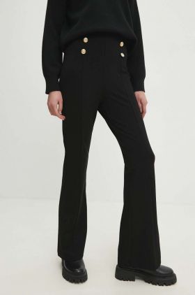 Answear Lab pantaloni femei, culoarea negru, evazati, high waist