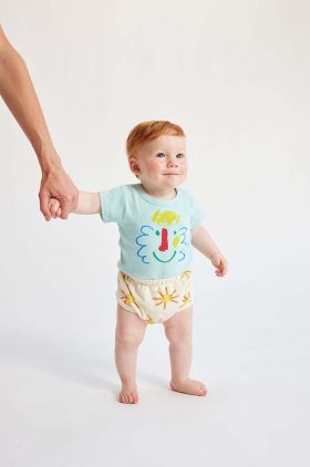 Bobo Choses pantaloni scurți din bumbac pentru bebeluși culoarea bej, modelator