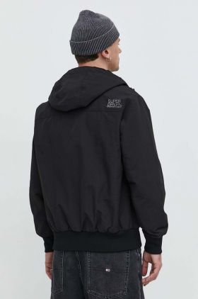 Superdry geaca barbati, culoarea negru, de tranzitie