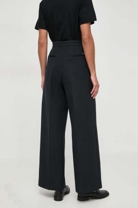 BOSS pantaloni femei, culoarea negru, lat, high waist 50505961