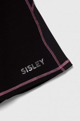 Sisley pantaloni scurți din bumbac pentru copii culoarea negru, modelator, talie reglabila