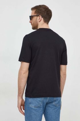 Sisley tricou din bumbac barbati, culoarea negru, cu imprimeu