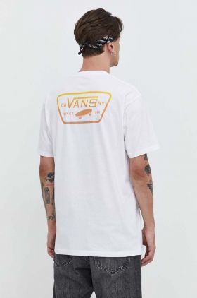 Vans tricou din bumbac barbati, culoarea alb, cu imprimeu