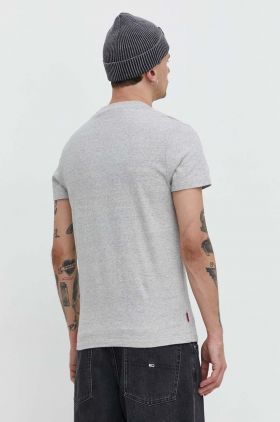 Superdry tricou din bumbac barbati, culoarea gri, melanj