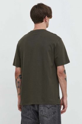 Superdry tricou din bumbac barbati, culoarea verde, cu imprimeu