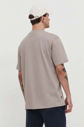 Superdry tricou din bumbac barbati, culoarea bej, cu imprimeu