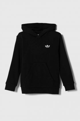 adidas Originals bluza copii culoarea negru, cu glugă, cu imprimeu