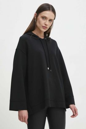 Answear Lab bluza femei, culoarea negru, cu glugă, neted