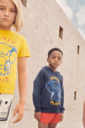 Kenzo Kids hanorac de bumbac pentru copii cu glugă, cu imprimeu