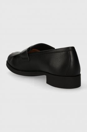 Love Moschino mocasini de piele femei, culoarea negru, cu toc plat JA10222G1IIA0000