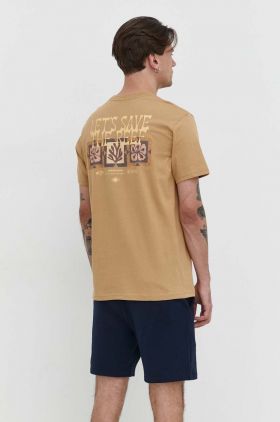 Billabong tricou din bumbac BILLABONG X CORAL GARDENERS barbati, culoarea bej, cu imprimeu