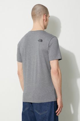 The North Face tricou M S/S Simple Dome Tee bărbați, culoarea gri, melanj, NF0A87NGDYY1