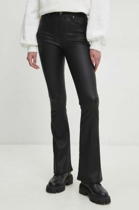 Answear Lab pantaloni femei, culoarea negru, evazati, medium waist