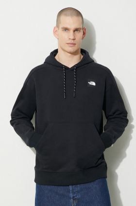 The North Face hanorac de bumbac U The 489 Hoodie bărbați, culoarea negru, cu glugă, cu imprimeu, NF0A87D7JK31