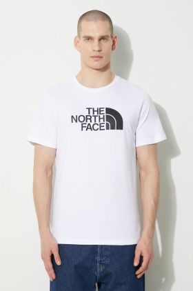 The North Face tricou din bumbac M S/S Easy Tee bărbați, culoarea alb, cu imprimeu, NF0A87N5FN41