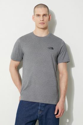 The North Face tricou M S/S Simple Dome Tee bărbați, culoarea gri, melanj, NF0A87NGDYY1