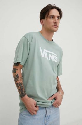 Vans tricou din bumbac barbati, culoarea verde, cu imprimeu