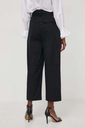 BOSS pantaloni femei, culoarea negru, lat, high waist 50505609