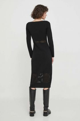 Sisley rochie culoarea negru, midi, mulata